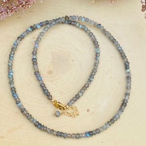 14k Labradorite Gemstone Gold Beaded Necklace